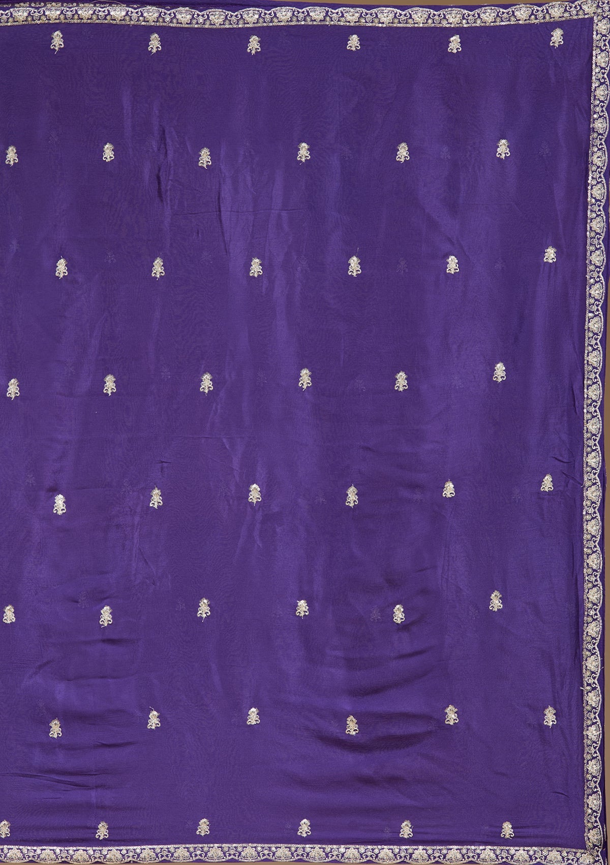 Royal Blue Zariwork (Gold) Chinon Readymade Salwar Suit-koskii