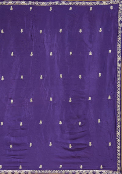 Royal Blue Zariwork (Gold) Chinon Readymade Salwar Suit-koskii