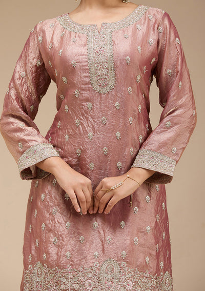 Copper Zariwork (Gold) Tissue Readymade Salwar Suit-koskii