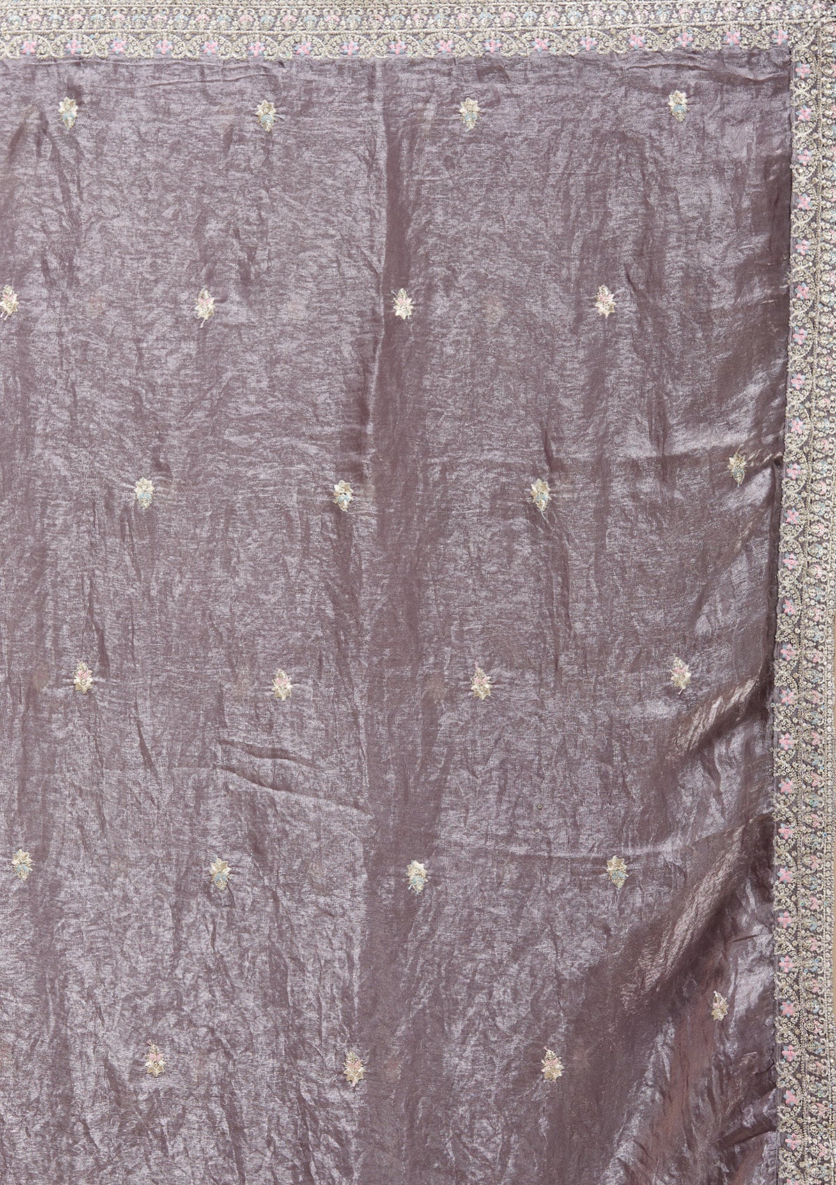 Dark Lavender Zariwork (Gold) Tissue Readymade Salwar Suit-koskii