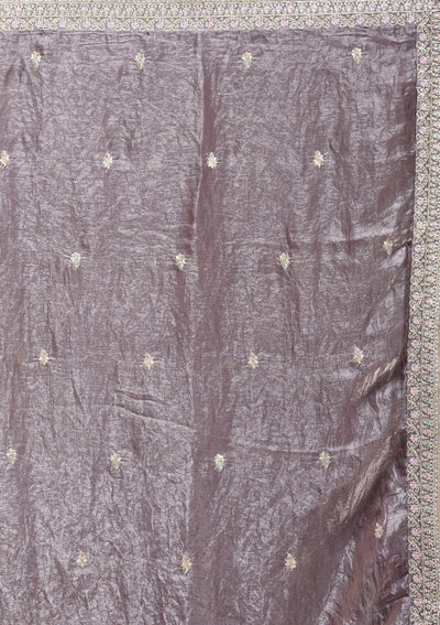 Dark Lavender Zariwork (Gold) Tissue Readymade Salwar Suit-koskii