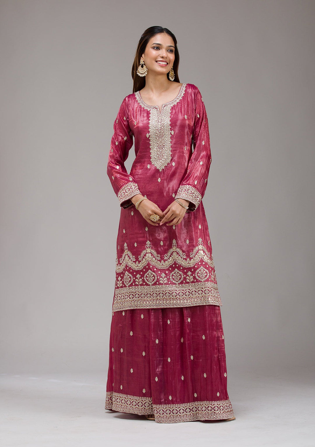 Brown Stonework Chiffon Saree-koskii