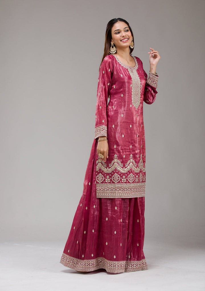 Brown Stonework Chiffon Saree-koskii