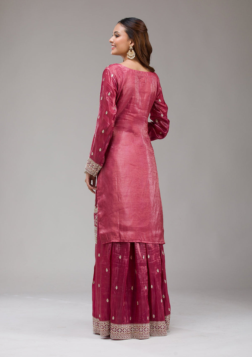 Brown Stonework Chiffon Saree-koskii
