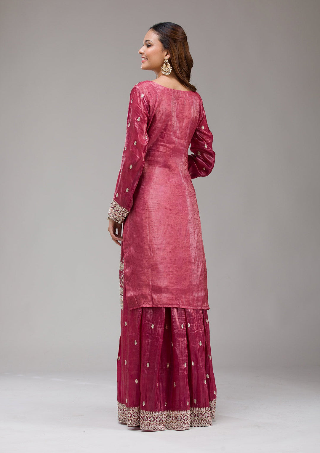 Brown Stonework Chiffon Saree-koskii