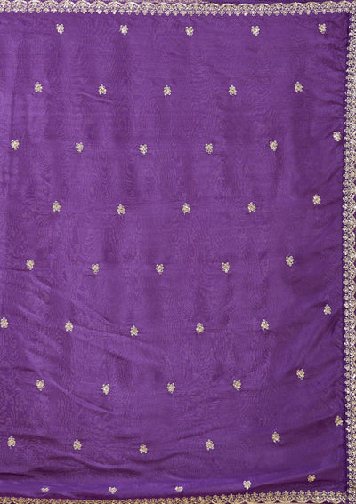 Purple Sequins Crepe Readymade Salwar Suit_koskii
