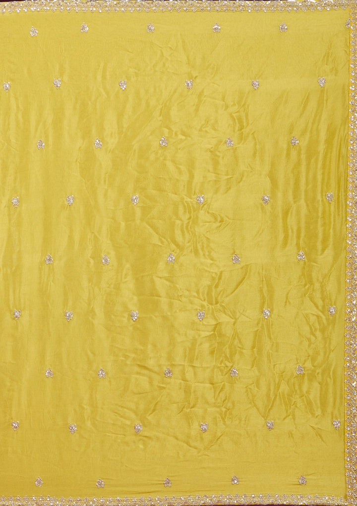 Yellow Sequins Crepe Readymade Salwar Suit_koskii