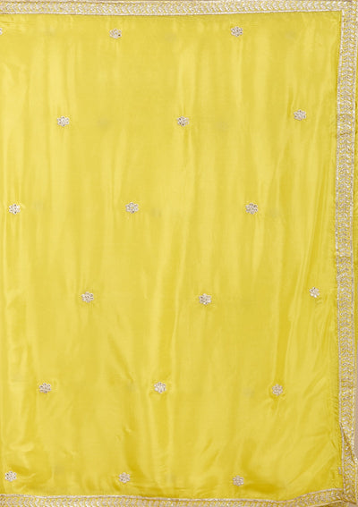Lemon Yellow Sequins Soft Raw Silk Readymade Salwar Suit-koskii