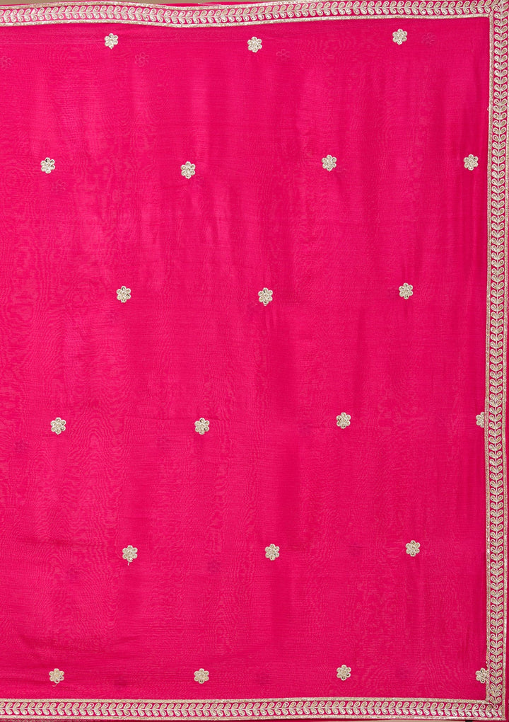 Magenta Pink Sequins Soft Raw Silk Readymade Salwar Suit-koskii