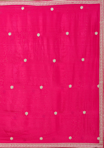 Magenta Pink Sequins Soft Raw Silk Readymade Salwar Suit-koskii