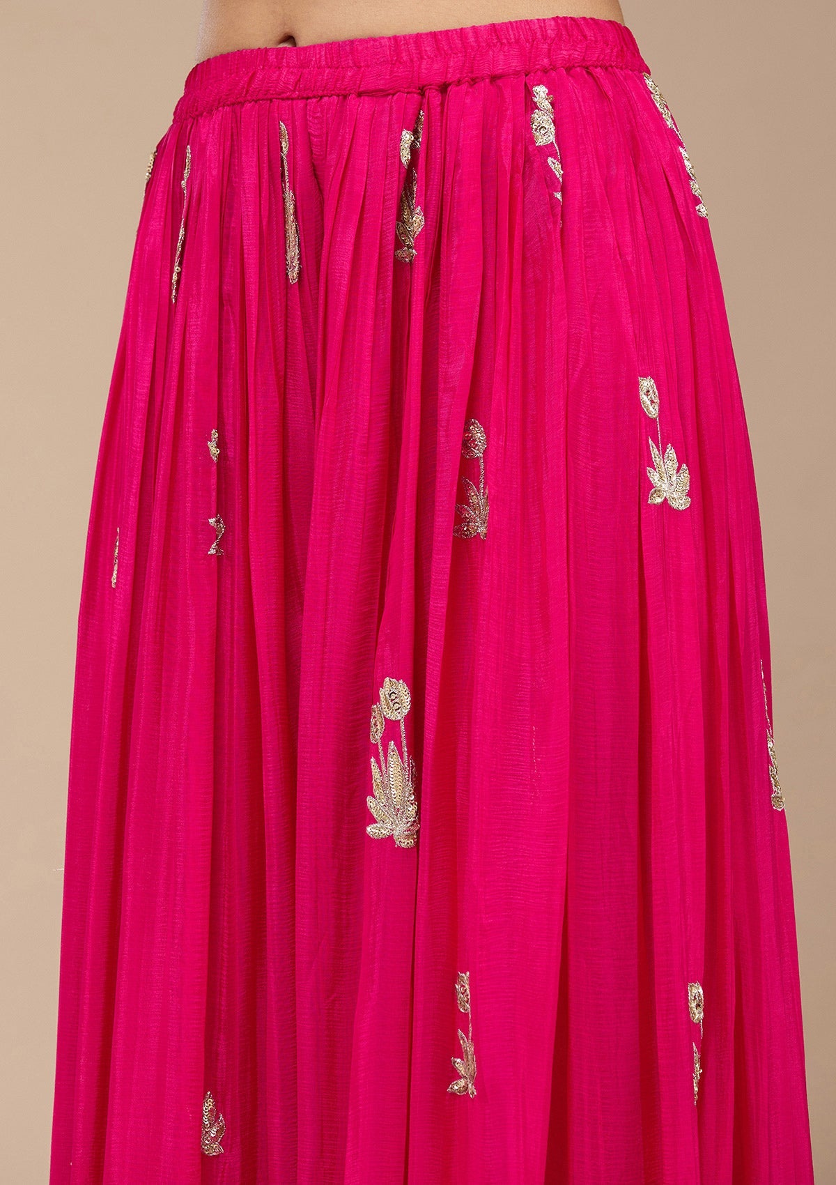 Magenta Pink Sequins Soft Raw Silk Readymade Salwar Suit-koskii