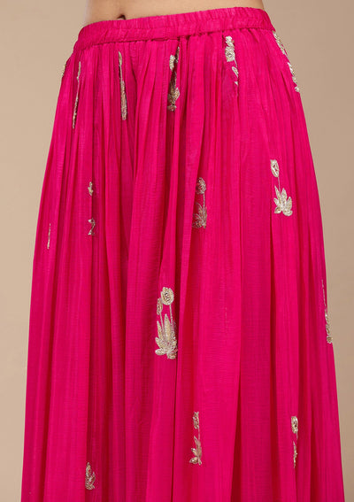 Magenta Pink Sequins Soft Raw Silk Readymade Salwar Suit-koskii