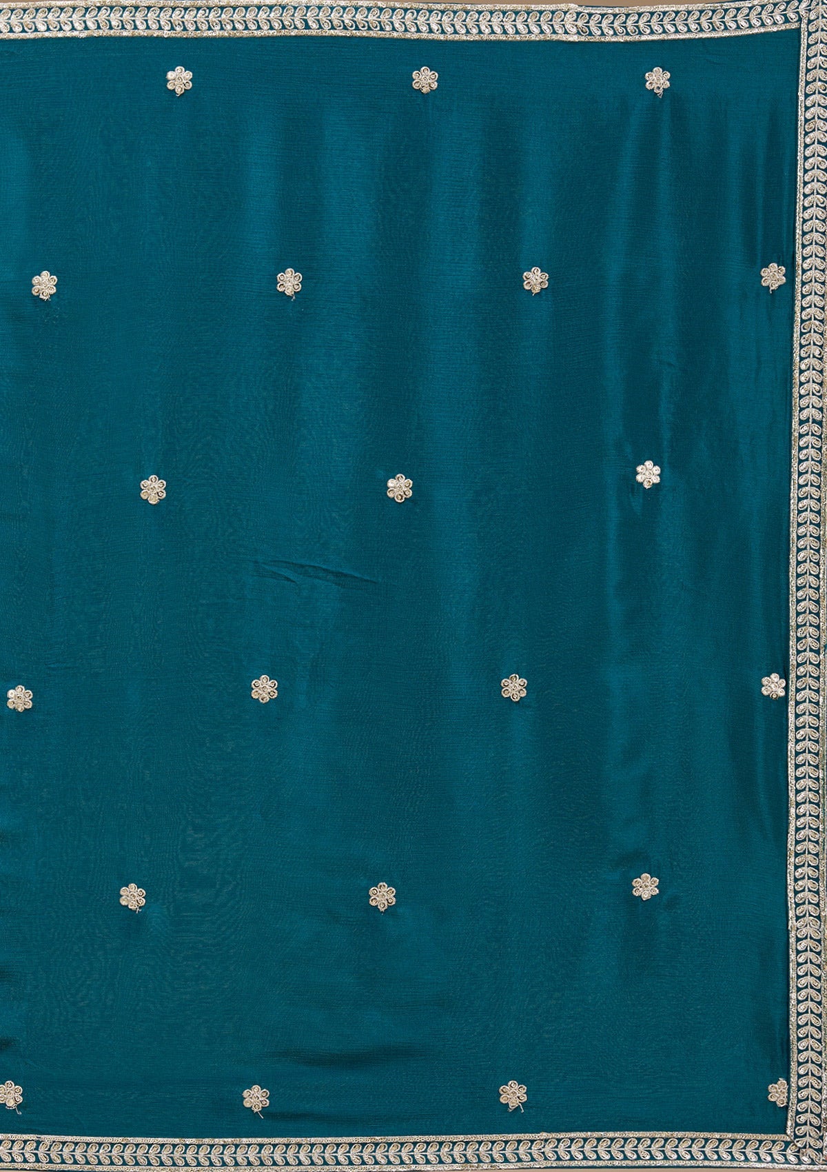 Peacock Blue Sequins Soft Raw Silk Readymade Salwar Suit-koskii