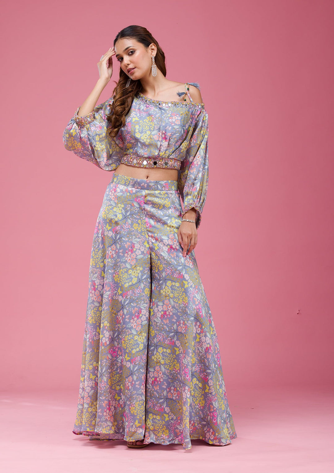 Purple Threadwork Georgette Saree-koskii