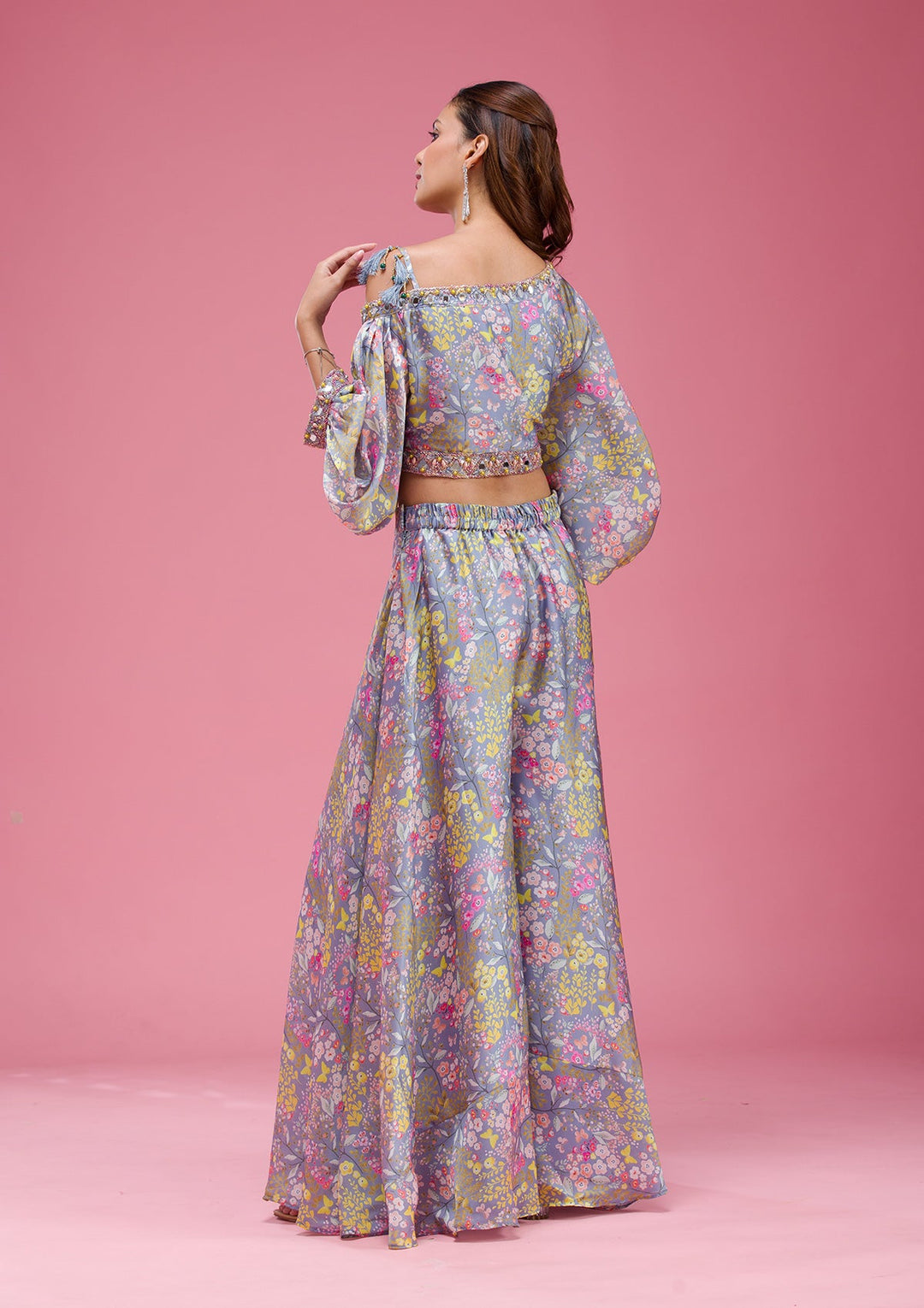 Purple Threadwork Georgette Saree-koskii