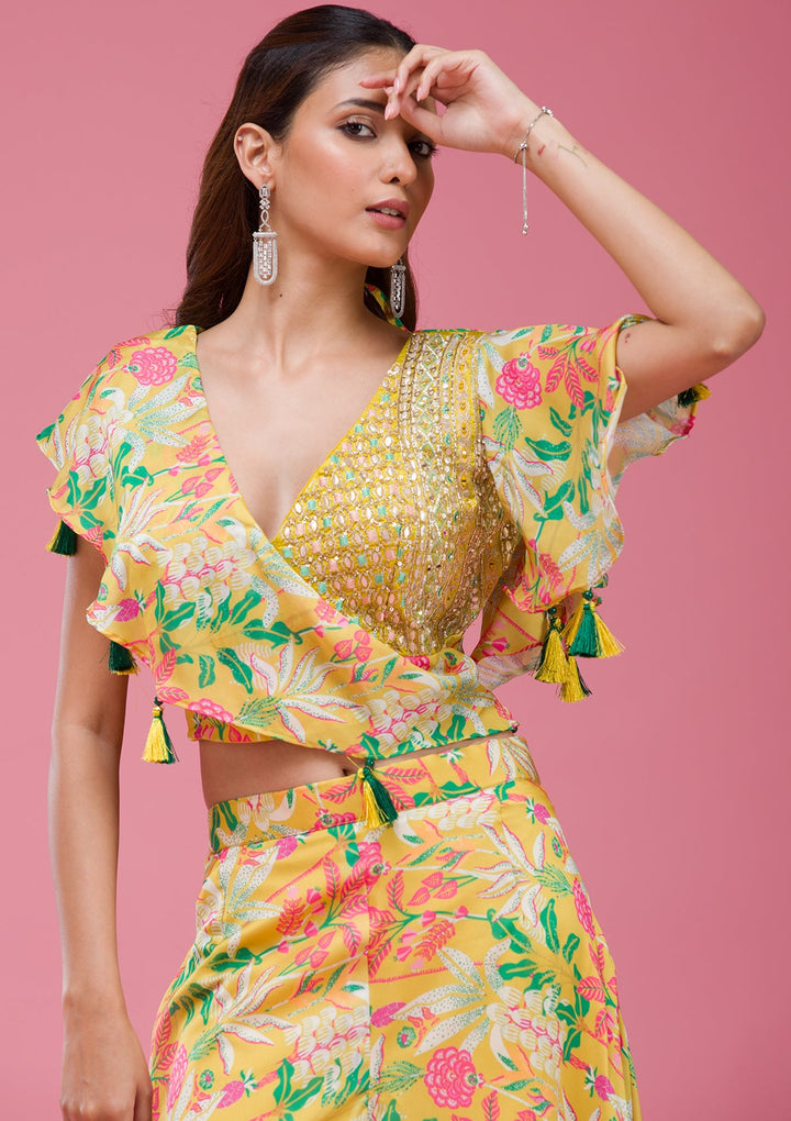 Rama Green Cording Chinon Saree-koskii