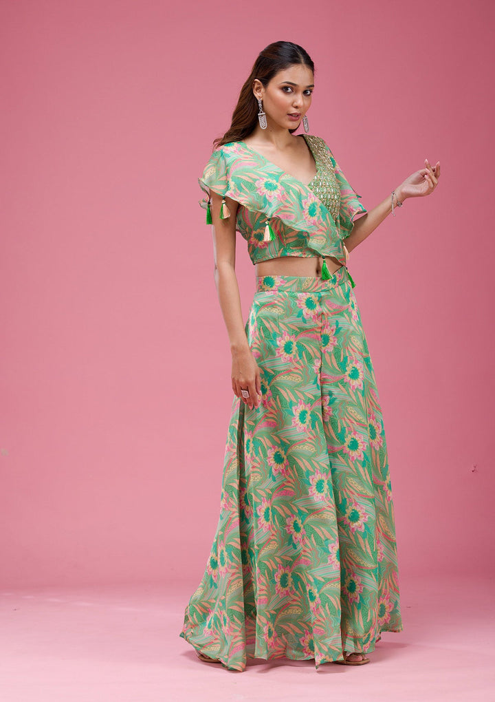 Magenta Pink Cording Chinon Saree-koskii