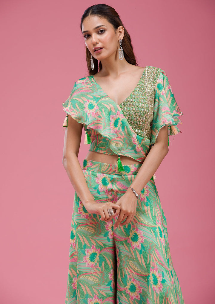 Magenta Pink Cording Chinon Saree-koskii
