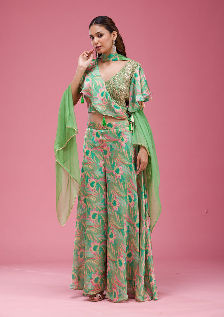 Magenta Pink Cording Chinon Saree-koskii