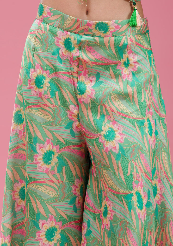 Rama Green Cording Chinon Saree-koskii