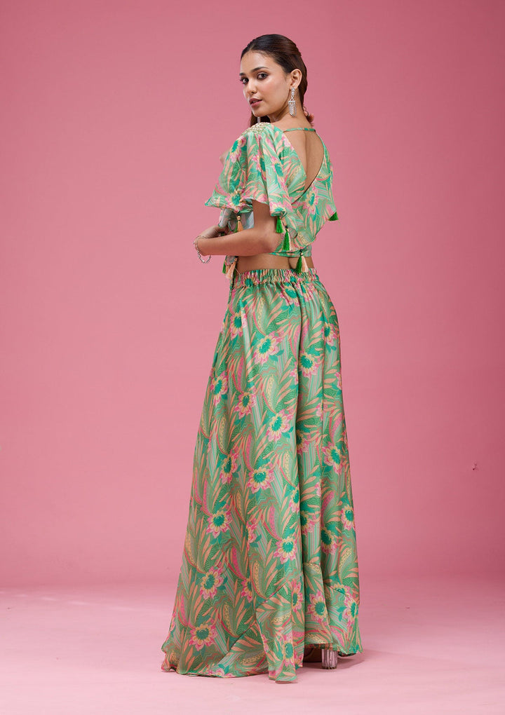 Magenta Pink Cording Chinon Saree-koskii