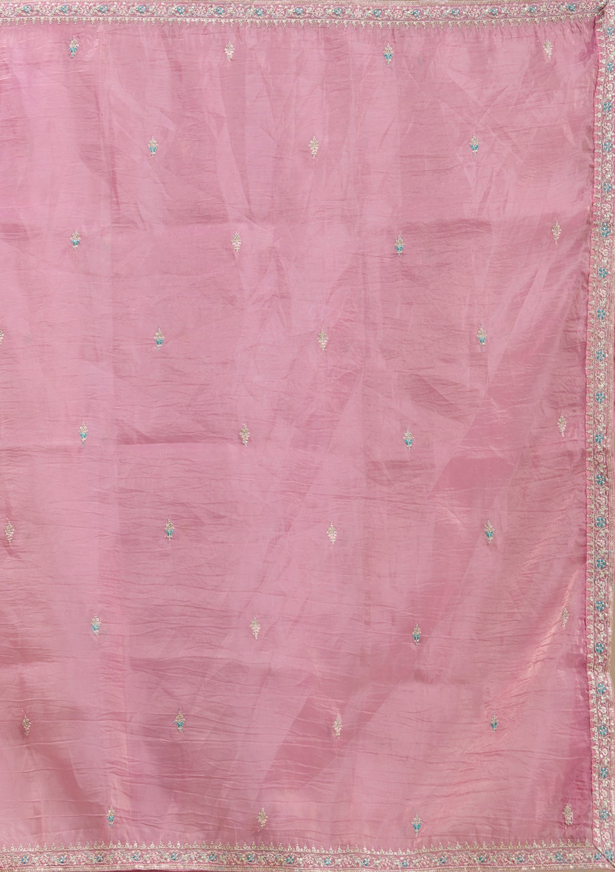 Pink Zariwork (Gold) Organza Readymade Salwar Suit-koskii