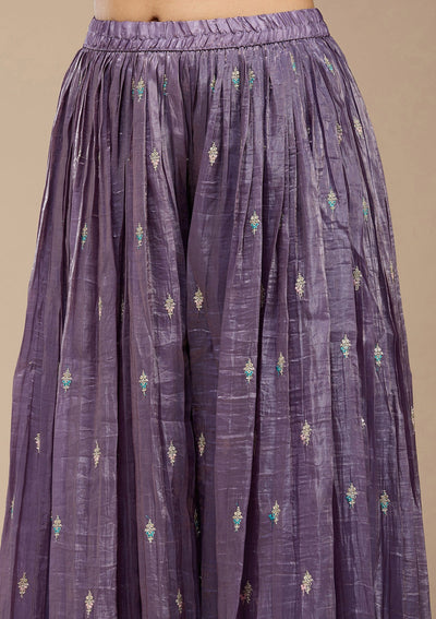 Purple Zariwork (Gold) Organza Readymade Salwar Suit-koskii