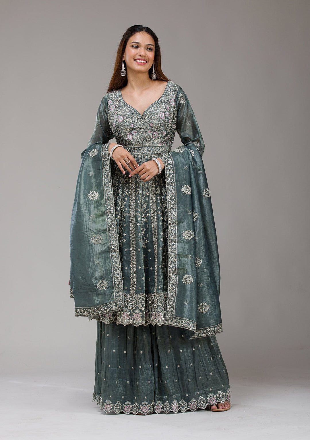 Purple Kashmiri Georgette Saree-koskii