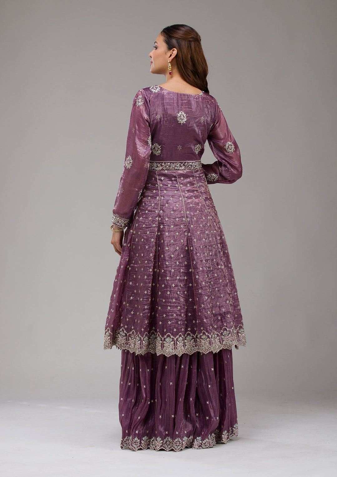 Maroon Cording Net Readymade Lehenga-koskii