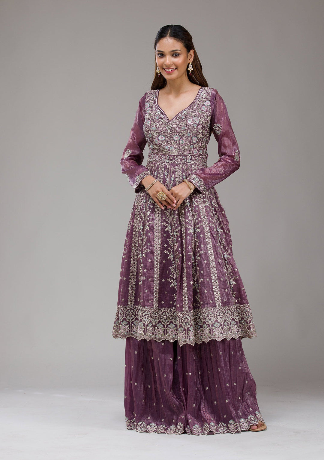 Beige Sequins Net Readymade Lehenga-koskii