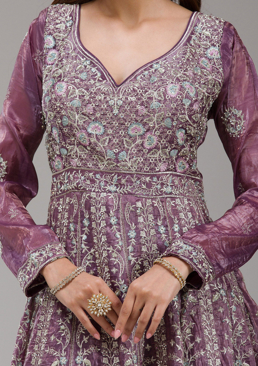 Beige Sequins Net Readymade Lehenga-koskii