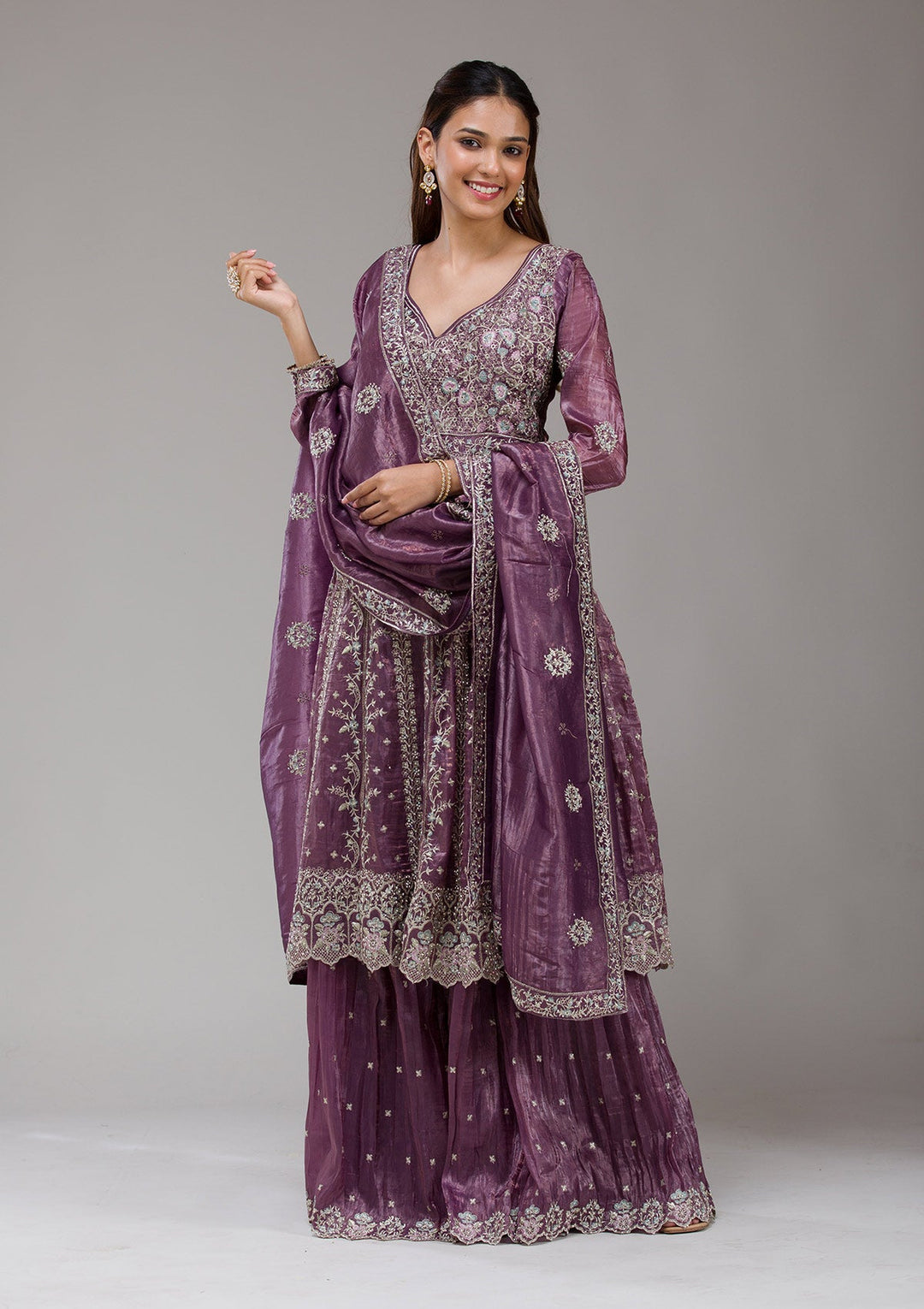 Maroon Cording Net Readymade Lehenga-koskii