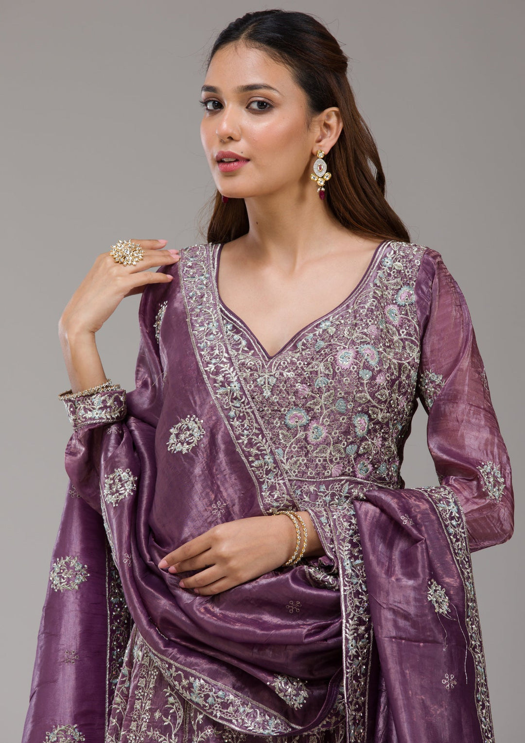 Maroon Cording Net Readymade Lehenga-koskii