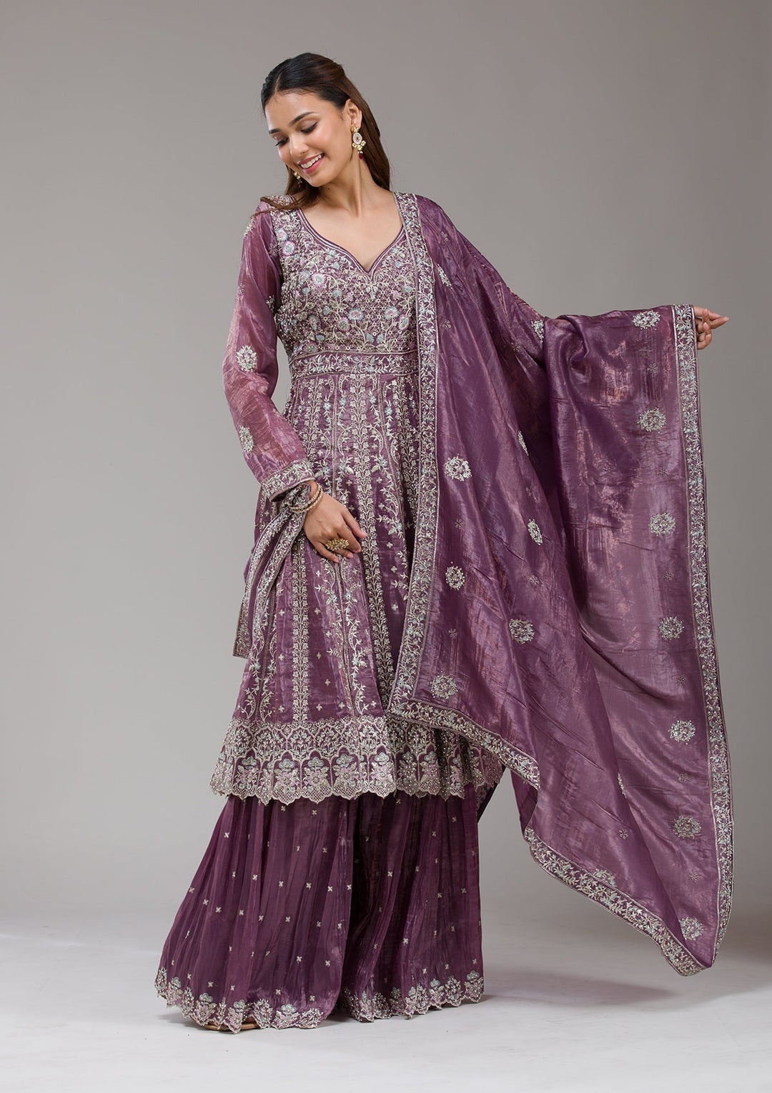 Beige Sequins Net Readymade Lehenga-koskii