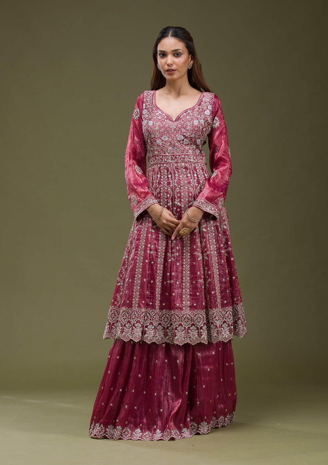 Mauve Cording Georgette Readymade Lehenga-koskii