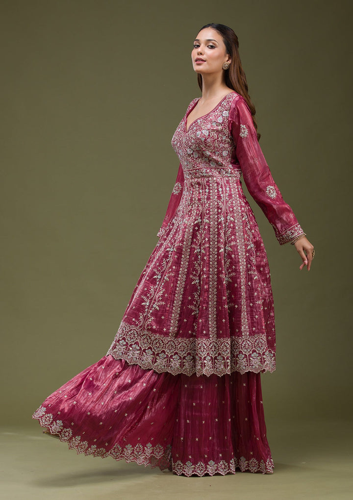 Mauve Cording Georgette Readymade Lehenga-koskii