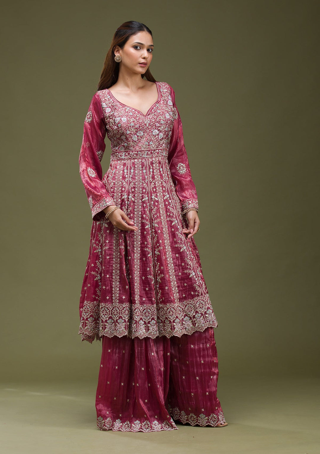 Mauve Cording Georgette Readymade Lehenga-koskii