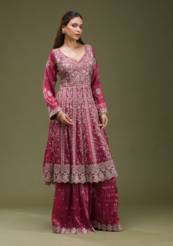 Mauve Cording Georgette Readymade Lehenga-koskii