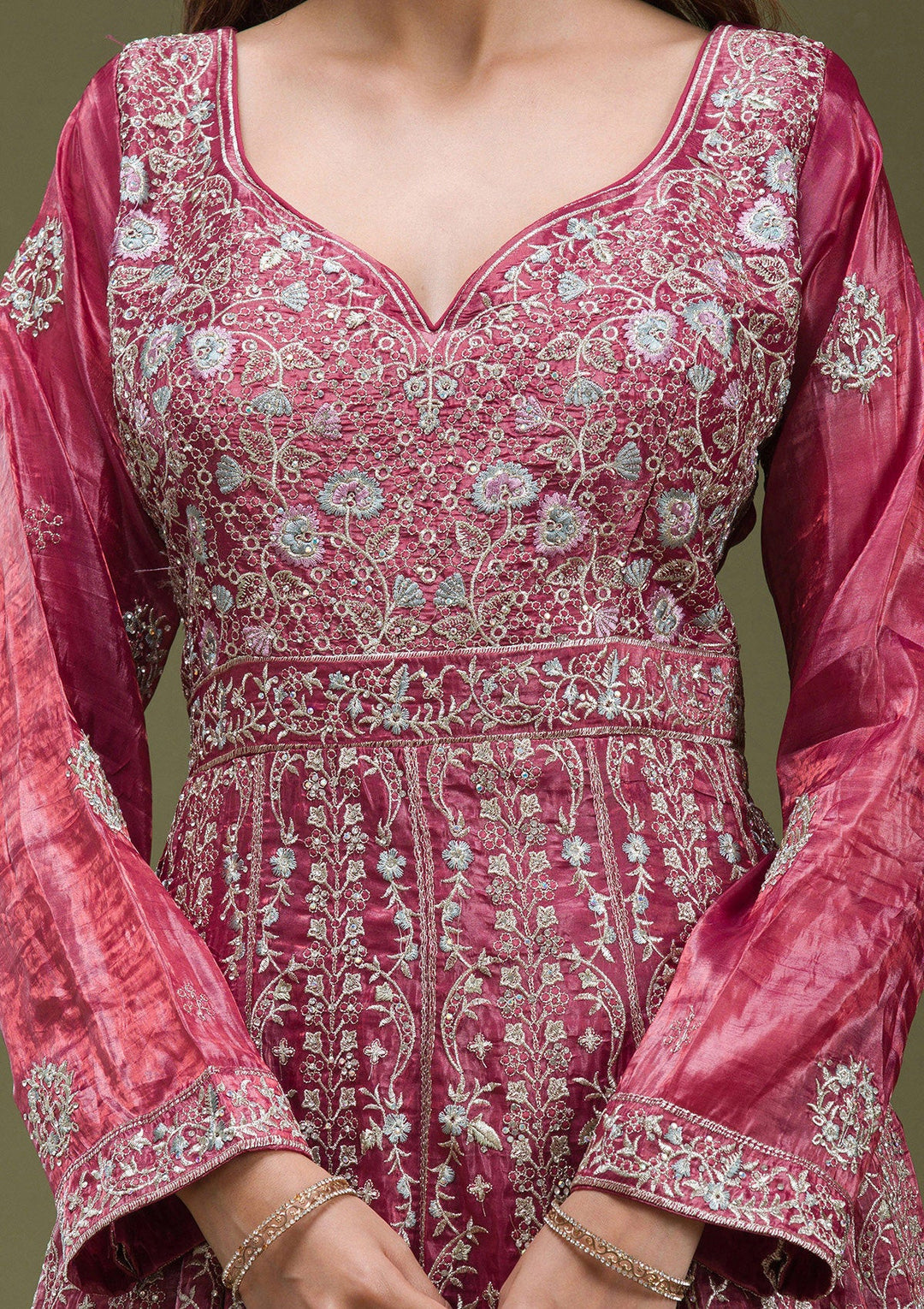 Maroon Cording Net Readymade Lehenga-koskii