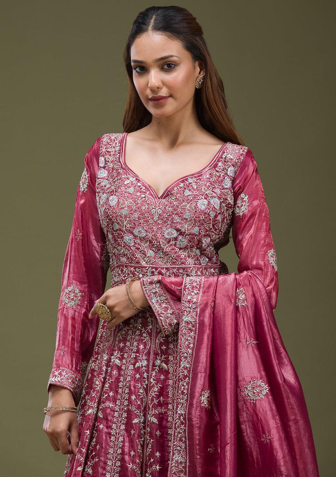 Mauve Cording Georgette Readymade Lehenga-koskii