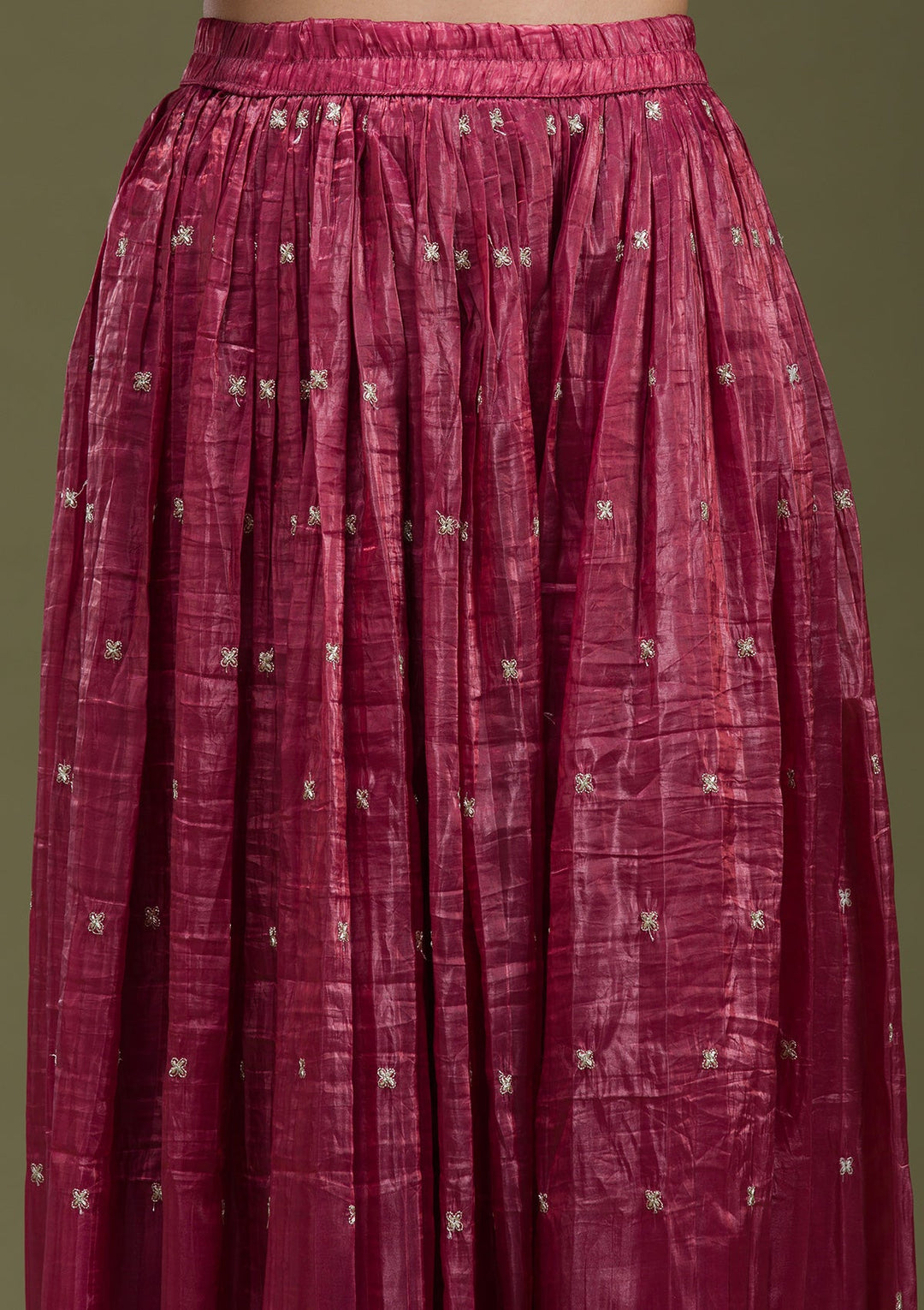 Maroon Cording Net Readymade Lehenga-koskii