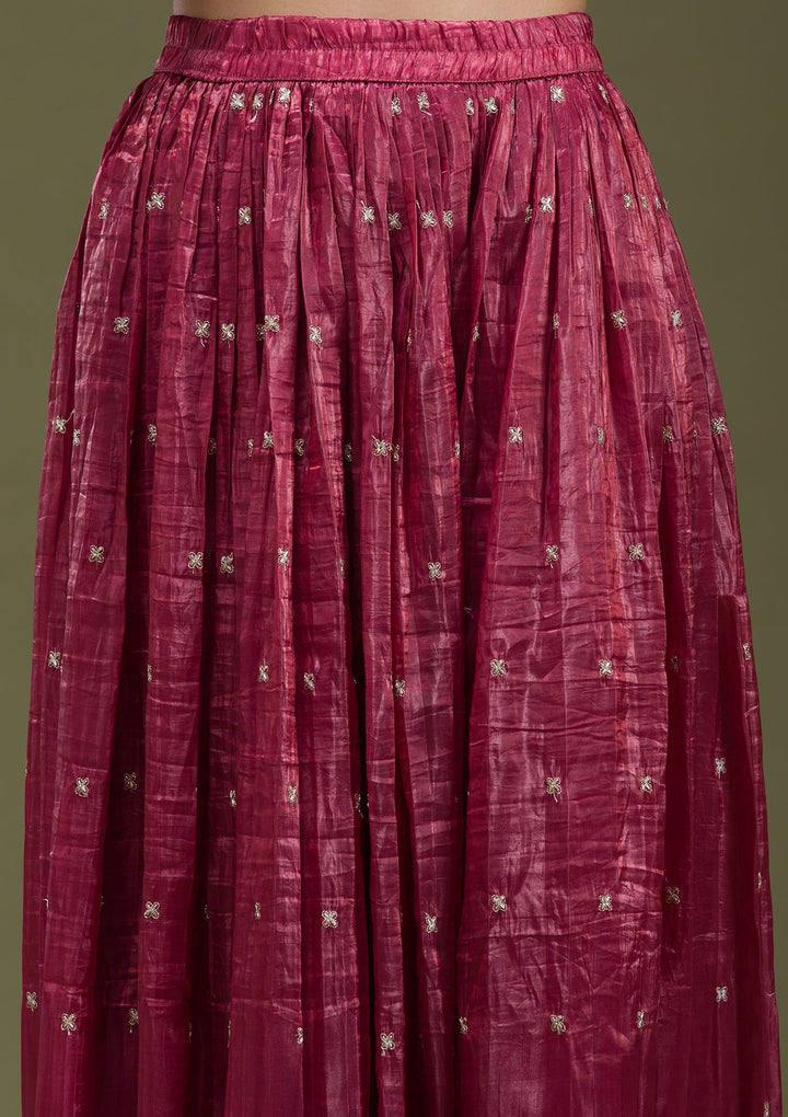 Maroon Cording Net Readymade Lehenga-koskii