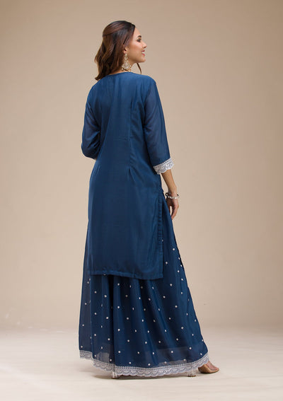 Rust Cording Net Readymade Lehenga-koskii