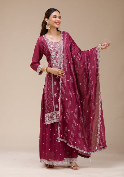 Pink  Banarasi Semi-Stitched Lehenga-koskii