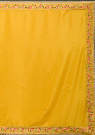 Pink Mirrorwork Soft Raw Silk Readymade Lehenga-koskii