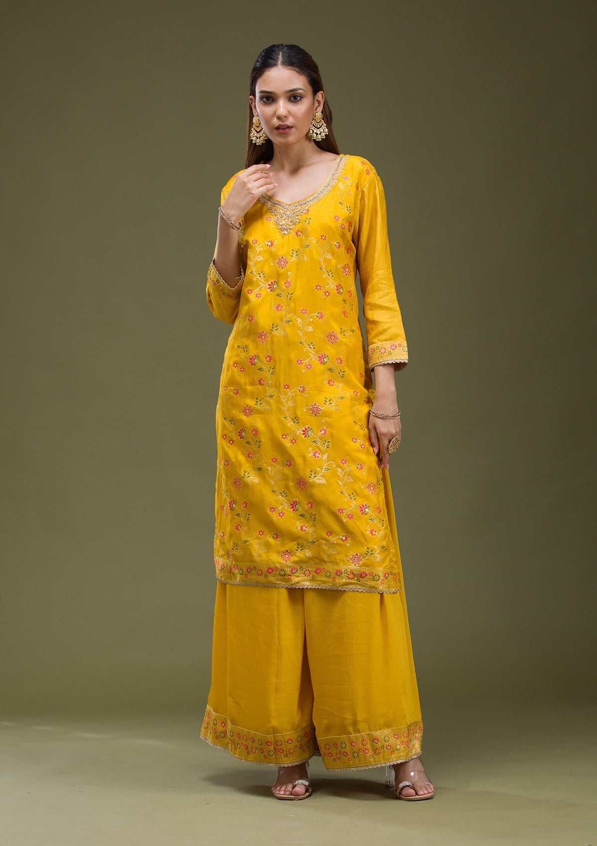 Beige  Banarasi Semi-Stitched Lehenga-koskii