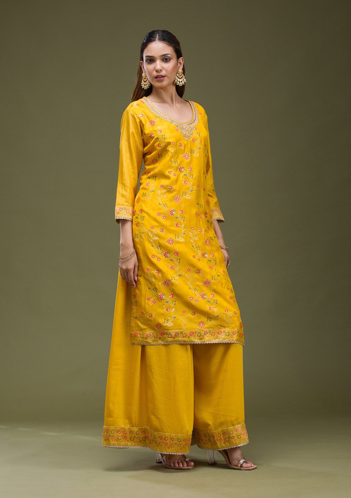 Beige  Banarasi Semi-Stitched Lehenga-koskii