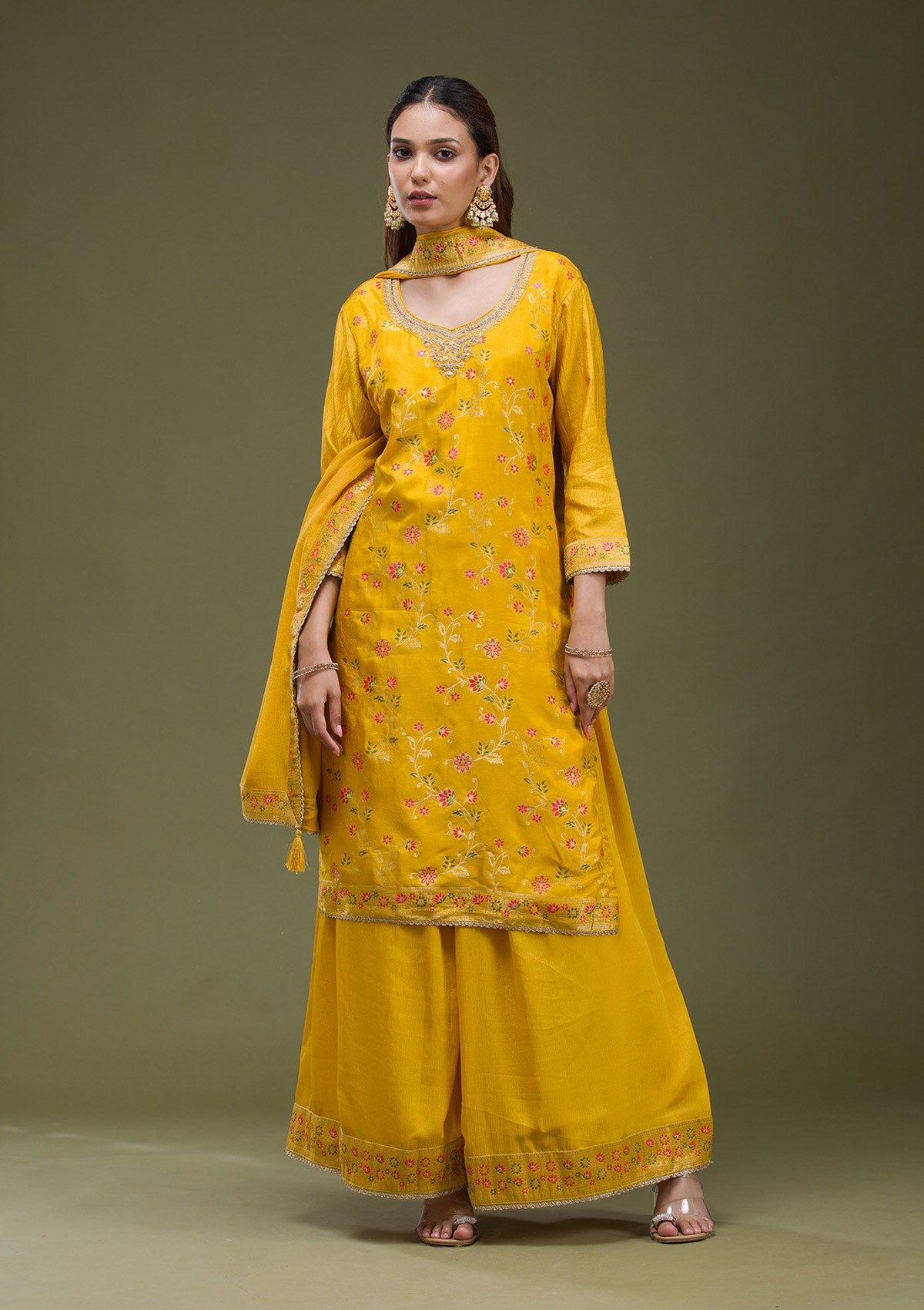 Beige  Banarasi Semi-Stitched Lehenga-koskii