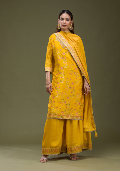 Pink Mirrorwork Soft Raw Silk Readymade Lehenga-koskii