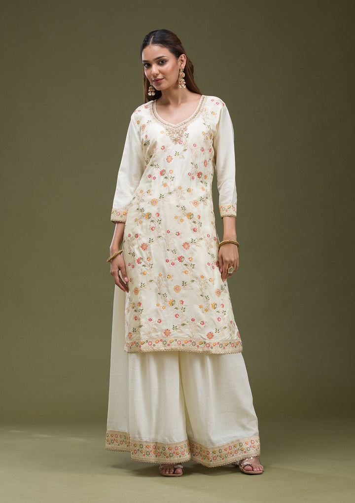 Beige Banarasi Semi-Stitched Lehenga-koskii